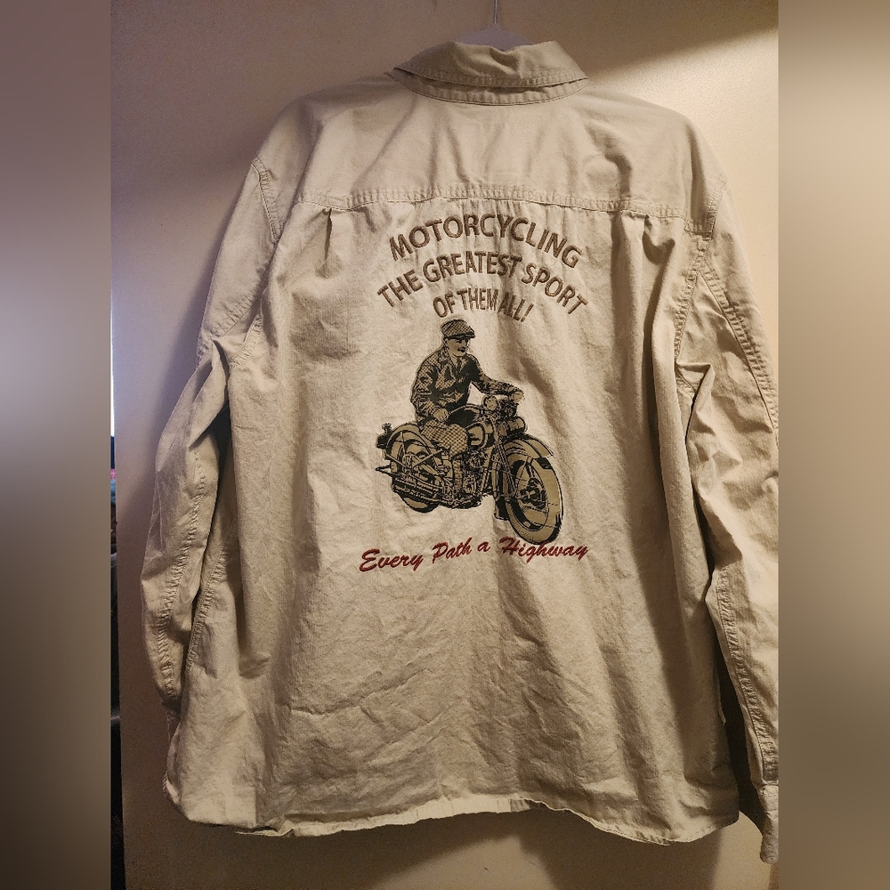 Harley Davidson Beige Motorcycle Graphic Casual Shirt